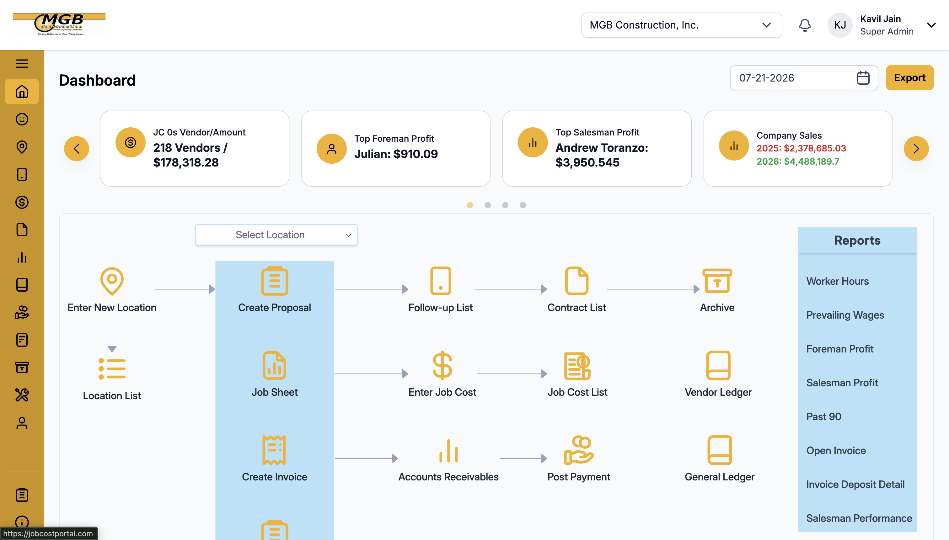 JobCostPortal preview